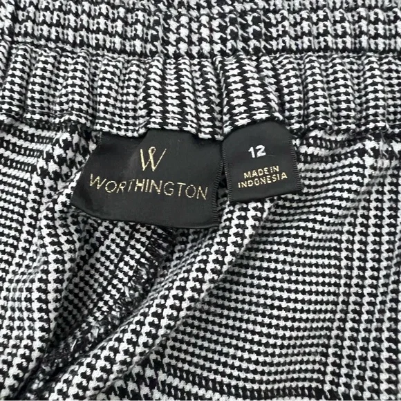 Worthington Black and White High Rise Glen Plaid Pull-On Pants Women’s Size 12 - Picture 9 of 13